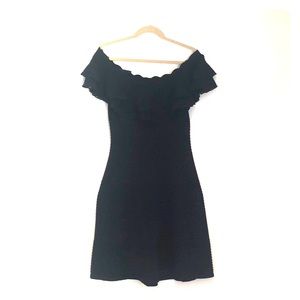 Eliza J Off the Shoulder Fit & Flare Dress in Navy